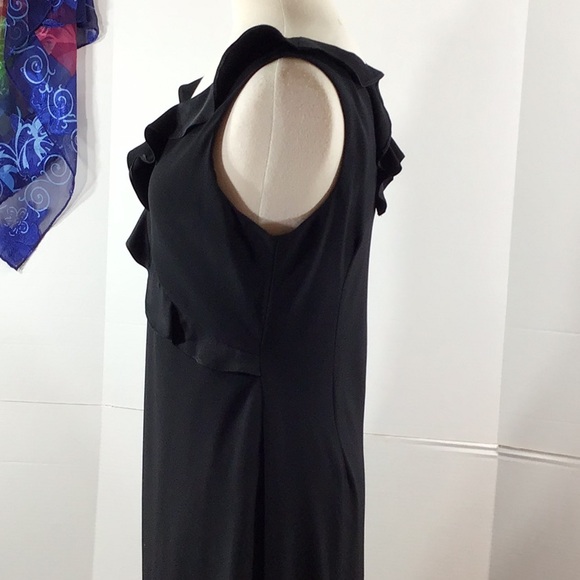 Donna Ricco Black Ruffle v neck asymmetrical hem Midi date night Dress 10 - Picture 5 of 12